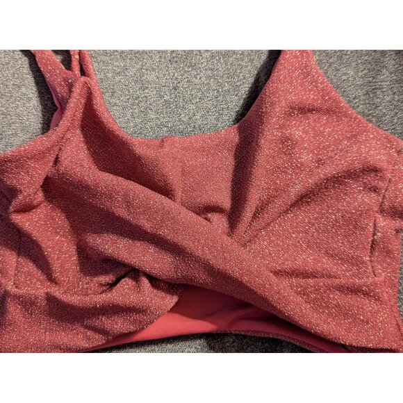 Beachriot Womens Sparkling Metallic Knit Cropped Tank Top S Pink/Gold Adjustable - Picture 3 of 6